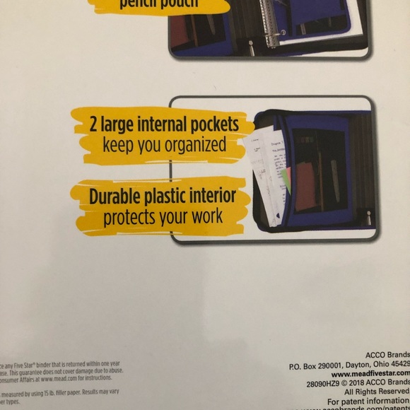 Mead Five Star 2” Zipper Binder Black Aqua - Picture 4 of 11